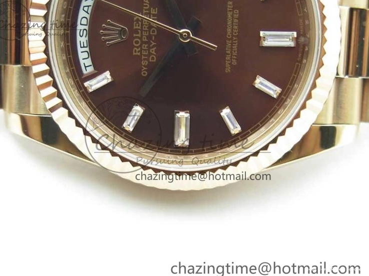 Best AAA Replica Sites Dial 40mm 904 New Version RG Bracelet Bold 228239 2825 President A Crystal Markers Day-Date on RG BP Brown Dial T 0118